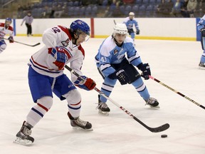 Alex Tonge, in action against Burlington earlier this season, and the Kingston Voyageurs host the Pickering Panthers in Game 1 of their OJHL first-round playoff series Thursday at 7 p.m. at the Invista Centre. (Ian MacAlpine/The Whig-Standard)