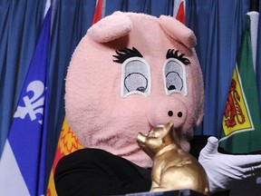Porky the Waste Hater is seen during the 4th annual Teddies Waste Awards black tie ceremony on Parliament Hill in Ottawa March 7th, 2012. (ANDRE FORGET/QMI AGENCY FILE PHOTO)