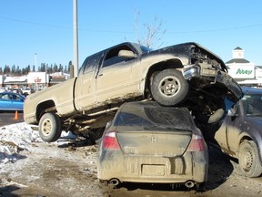 Mounties in Fort McMurray are investigating what they’re calling a “unique,” Feb. 25, crash. (RCMP PHOTO)