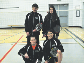 Clockwise (from top left): Riley Sveistrup, Shayne Nichols, Reilly Funk, and Luke Foley are four Portagers representing the Central region in badminton at the Manitoba Winter Games, beginning Monday. Gladstone’s Keiana Fehr will also compete.