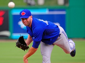 It took Blue Jays’ J.A. Happ 37 pitches to get through one inning against the Phillies yesterday. (USA TODAY/PHOTO)
