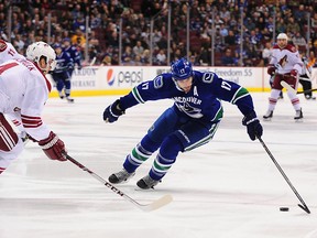 Vancouver Canucks forward Ryan Kesler (17) may or may not have demanded a trade. (Anne-Marie Sorvin/USA TODAY Sports)