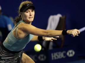 Eugenie Bouchard of Canada advanced to the quarterfinals of the Mexico WTA Open tournament Wednesday, February 26, 2014 in Acapulco. (AFP PHOTO / Pedro Pardo)