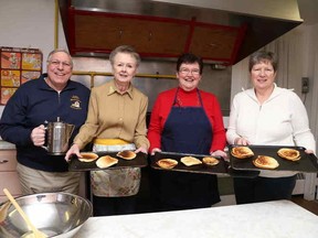 Gino Donato/The sudbury Star
St. Mark's United Church will be holding its annual Shrove Tuesday pancake supper on Tuesday from 4:30-6:30 p.m. at the church, located at 45 Walford Rd. Tickets are $6 for adults and $3.50 for children under 12. From left are church members Don Sabourin, Linda Fransen, Rona Sabourin and Anne Falvo.