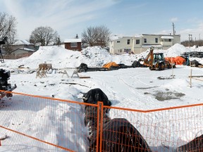 Here is a panoramic view of the corner of Station and Bettes Streets in Belleville, Ont. where the city's new fire hall is being built since last November. Completion is now expected by October 2014. (Thursday, Feb. 27, 2014) -  JEROME LESSARD/The Intelligencer/QMI Agency