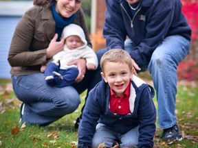 Noah Williams, 5, is photographed with parents Barb Shantz and Dave Williams and little brother Zachary. Noah has an undiagnosed condition affecting his cerebellum, meaning he can't talk much or walk on his own. PhenomeCentral, a web portal connection doctors worldwide who have patients with similar rare disease, should provide more answers for families with kids like Noah. (Submitted photo).