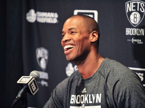 Brooklyn Nets Jason Collins speaks to media before playing against the Los Angeles Lakers at Staples Center in Los Angeles in this file photo taken February 23, 2014. (REUTERS/Gary A. Vasquez-USA TODAY Sports)