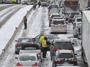 Heavy blowing snow caused a 96-vehicle pile up on Highway 400 this morning, between Mapleview Drive and Highway 89. Both the north and south Bound lanes have been closed until the mess of vehicles can be cleared. Mark Wanzel The Barrie Examiner QMI