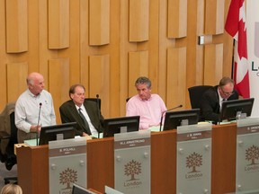 London city councillors from left: Bud Polhill, Bill Armstrong, Joe Swan and Stephen Orser. (Free Press file photo)