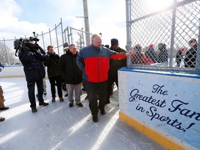 Mayor Ford attended the announcement of extended ice rink locations at Trinty-Bellwoods Park on Thursday. (MICHAEL PEAKE/Toronto Sun)