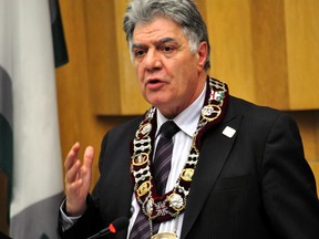 Mayor Joe Fontana speaks during a budget debate at city hall Feb. 27, 2014 in London, Ont. CHRIS MONTANINI\LONDONER\QMI AGENCY