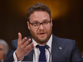 Seth Rogen testifies before the Senate Committee in Washington, D.C., on February 26, 2014. (AFP PHOTO/Mandel Ngan)