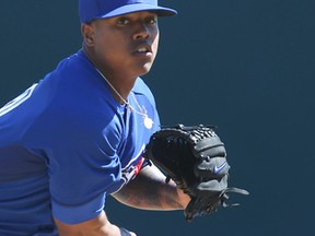 Blue Jays pitching prospect Marcus Stroman pitched out of a jam against the Orioles in Sarasota on Saturday, displaying a confident streak that could help him land regular MLB work. (VERONICA HENRI/TORONTO SUN)