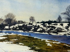 The late London artist R.P.D. (Percy) Hicks often painted scenes along the Thames River. This 1968 watercolour, apparently titled March The 14th (S. Thames Looking N.W.), has long been one of columnist James Reaney?s Hicks favourites. (Special to The Free Press)
