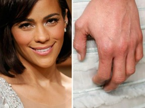 Actress Paula Patton arrives without her wedding ring at the 2014 Vanity Fair Oscars Party in West Hollywood, California March 2, 2014.    REUTERS/Danny Moloshok