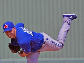 Blue Jays starter J.A. Happ could only record one out against the Twins on Monday, allowing four runs on two hits and four walks. (USA TODAY SPORTS)