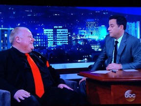 Mayor Rob Ford on Jimmy Kimmel Live Monday, March 3, 2014. (Screengrab)