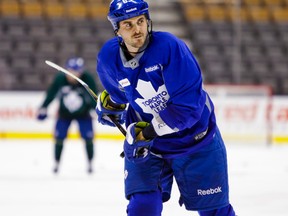 Dave Bolland, who has been out since 
Nov. 2 when he suffered a lacerated tendon in his ankle, saw an out-of-town specialist yesterday for an evaluation. He is not expected to play tonight in New York against the Rangers. (Toronto Sun/photo)