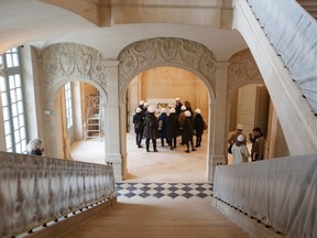 Journalists attend a press visit during the renovation of the Hotel Sale known as the Picasso Museum in the Marais district of Paris, March 4, 2014. REUTERS/Charles Platiau