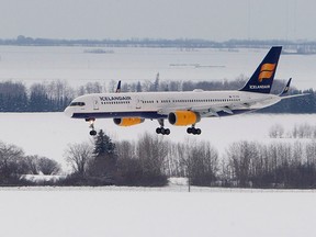 The inaugural flight from Icelandair arrives in Edmonton Alta., on Wednesday March 5,  2014. David Bloom/Edmonton Sun/QMI Agency