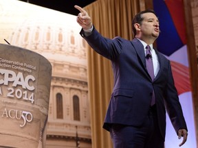 U.S. Sen. Ted Cruz makes remarks to the Conservative Political Action Conference (CPAC) in Oxon Hill, Maryland, March 6, 2014.   REUTERS/Mike Theiler