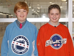 Area hockey players Donovan Sebrango, left, and Nicholas McGowan will be heading to take part in an international hockey tournament in Italy in April.
Submitted Photo