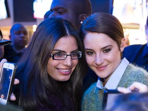 Actor Shailene Woodley (right) during the red carpet for the movie Divergent at the Scotiabank Theatre in downtown Toronto, Ont. on Wednesday March 5, 2014. (Ernest Doroszuk/QMI Agency)