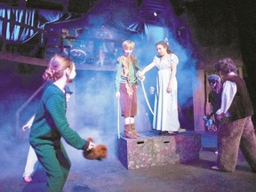 Peter Pan, played by Dragan Jakimovski, and Wendy Darling, played by Shae Solomon, star in the Original Kids Theatre Company production of the Disney classic opening at Spriet Family Theatre Friday with shows at 12 p.m. and 7 p.m. and continuing until March 15. (Bryan Nelson, Special to QMI Agency)