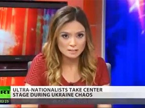 Russia Today news anchor Liz Wahl denounced the TV station for failing to tell the truth about the Russian invasion in Crimea. (YouTube screengrab)