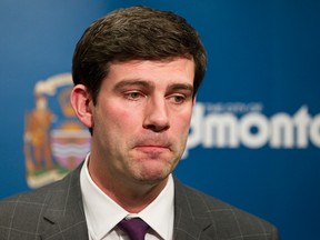 Edmonton Mayor Don Iveson responds to the Alberta government's 2014 budget at City Hall in Edmonton, Alta., on Thursday, March 6, 2014. The budget was released at the Alberta Legislature by Finance Minister Doug Horner an hour and a half before Iveson spoke to the media. Ian Kucerak/Edmonton Sun