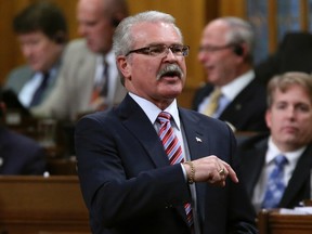 Canada's Agriculture Minister Gerry Ritz speaks during Question Period in the House of Commons on Parliament Hill in Ottawa March 3, 2014. (REUTERS/Chris Wattie)