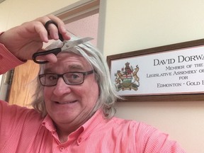 MLA David Dorward is donating his ponytail for a good cause.