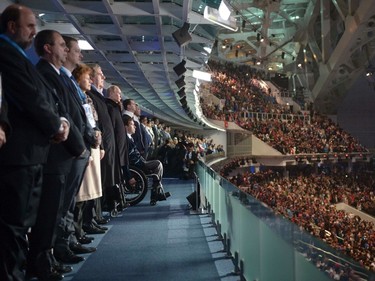 Officials watch the opening ceremony of the 2014 Paralympic Winter Games in Sochi, March 7, 2014. (REUTERS)