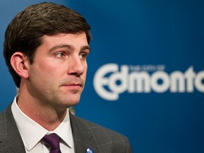 Edmonton Mayor Don Iveson responds to the Alberta government's 2014 budget at City Hall in Edmonton, Alta., on Thursday, March 6, 2014. The budget was released at the Alberta Legislature by Finance Minister Doug Horner an hour and a half before Iveson spoke to the media. Ian Kucerak/Edmonton Sun