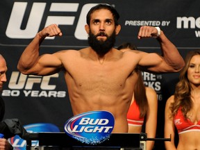 UFC welterweight Johny Hendricks participates in the official weigh-in for UFC 167 at MGM Grand Garden Arena on Nov. 15, 2013. (Stephen R. Sylvanie/USA TODAY Sports)