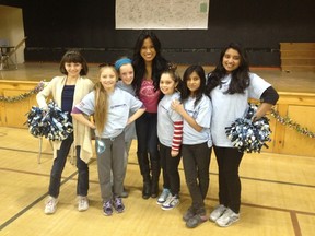 Jackie, Argo Cheerleader doing a session of the Argo Huddle Up program at St. John Vianni school in Barrie. (Handout photo)