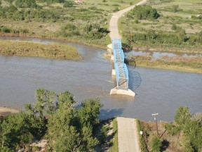 An entire section of this bridge along Highway 547 was taken out by the June 20 flood. The bridge is scheduled to be repaired by the end of spring.
Submitted photo