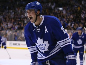 Leafs forward Joffrey Lupul scored a winning goal in overtime Saturday night to give the Buds a 4-3 win over the Philadelphia Flyers. (JACK BOLAND, Toronto Sun)