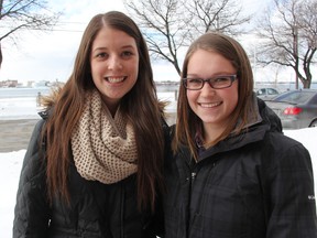Lambton College students Amy Welsh and Kimberly Poole are going on an aid mission to Haiti this June with Hands Up for Haiti. The 19-year-olds are both interested in nursing in third-world countries. TYLER KULA/ THE OBSERVER/ QMI AGENCY