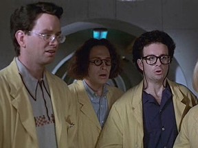 (From left to right) Kids in the Hall members Mark McKinney, Scott Thompson, Kevin McDonald and Bruce McCulloch in a scene from "Brain Candy." (SCREENSHOT)