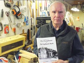 Modern day Renaissance man Ken McTaggart stands in his basement woodshop.
Besides being a skilled handyman, the retired teacher has penned nine books on
London history. (Photo by Brent Boles)