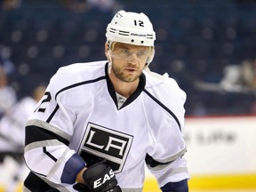Mar 6, 2014; Winnipeg, Manitoba, CAN; Los Angeles Kings forward Marian Gaborik (12) warms up prior to the game against the Winnipeg Jets at MTS Centre. Mandatory Credit: Bruce Fedyck-USA TODAY Sport