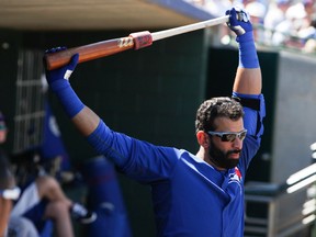 Blue Jays slugger Jose Bautista stretches out before taking on  the Astros in Kissimmee, Fla., yesterday. (Veronica Henri/Toronto Sun)