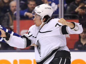 Los Angeles Kings centre Jordan Nolan was suspended for punching Edmonton Oilers winger Jesse Joensuu. (REUTERS)