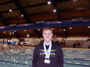 Zack Griffith, a senior swimmer at St. Joseph's Catholic High School, won two medals at the recent OFSAA provincial swimming championships. Griffith took silver in the men's Para 50-m backstroke and bronze medal in the men's Para 50-m freestyle. Submitted photo