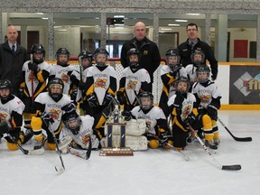 The Mitchell Novice hockey team won three games on Sunday, March 9 to capture the 'A' division of the Listowel tournament. SUBMITTED PHOTO