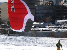 Writer Jane bailey finds the feats of local kiteboarders amazing and has watched them for years as they fly with their kites and snowboards over the swamp across from the Invista plant. The photo of this kiteboarder was taken near Fort Henry.
Michael Lea/ Whig-Standard file photo