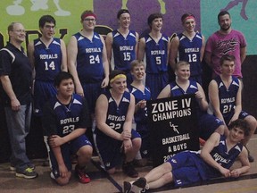 The Westpark Royals varsity boys basketball team won the Zone 4 title Monday with a 51-40 win over Rosenort. (Kevin Hirschfield/THE GRAPHIC/QMI AGENCY)
