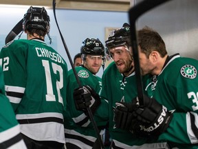 Dallas Stars forward Rich Peverley (centre) gets ready to hit the ice against the Columbus Blue Jackets. (USA Today)