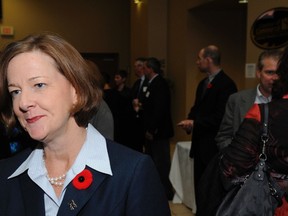 Premier Alison Redford mingles with the crowd gathered at the Evergreen Park TEC Centre in Grande Prairie, Alberta during the Northern Alberta Leader's Dinner on Thursday October 25, 2012.
Graeme Bruce/Grande Prairie Daily Herald-Tribune/QMI Agency